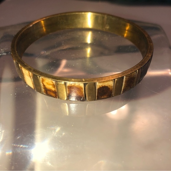 VTG Bone Inlay Brass Bangle 8.2” / 2.6” - Picture 2 of 5